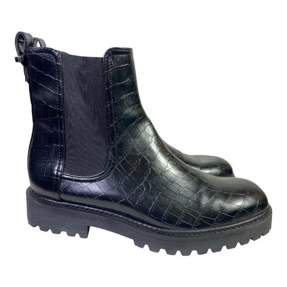 Kenneth Cole Reaction Salt Lug Chelsea Boot Women US 11 Black Gator - Picture 1 of 7
